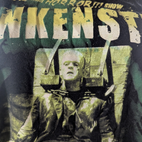 Frankenstein Gothabilly Horror Black Graphic T-Shirt - Picture 2 of 3